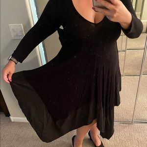 Black V-neck dress